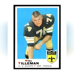1969 Topps Football Card Mike Tilleman RC New Orleans Saints #218 NM